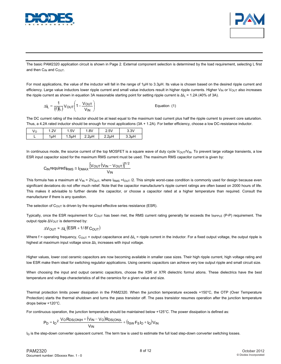 Pam2320, Application information | Diodes PAM2320 User Manual | Page 8 / 12