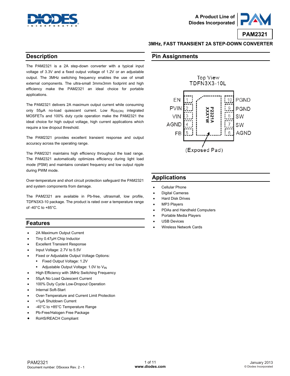Diodes PAM2321 User Manual | 11 pages