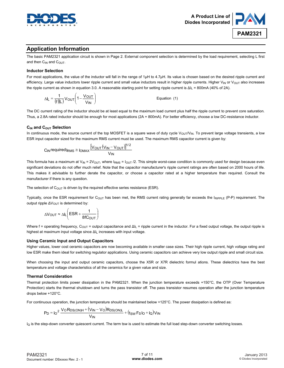 Pam2321, Application information | Diodes PAM2321 User Manual | Page 7 / 11