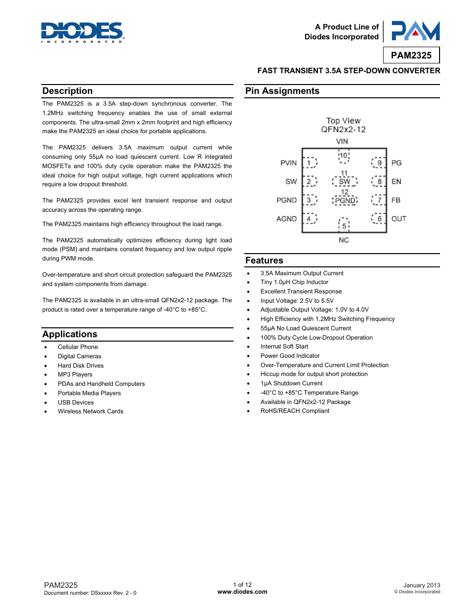 Diodes PAM2325 User Manual | 12 pages