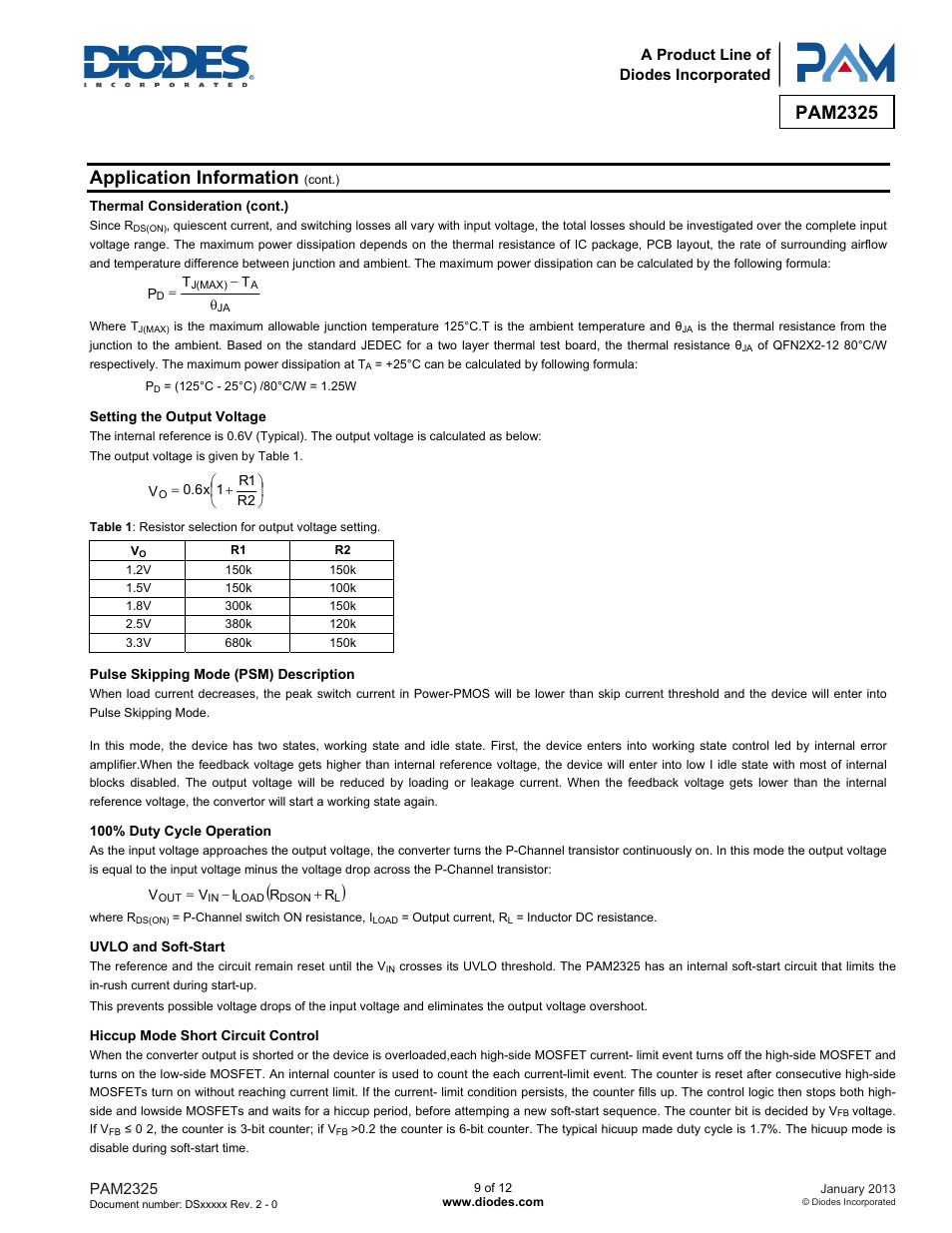 Pam2325, Application information | Diodes PAM2325 User Manual | Page 9 / 12