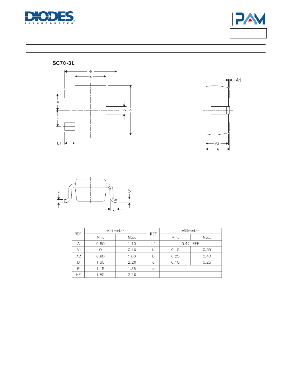 Pam3101, Package outline dimensions | Diodes PAM3101 User Manual | Page 22 / 25