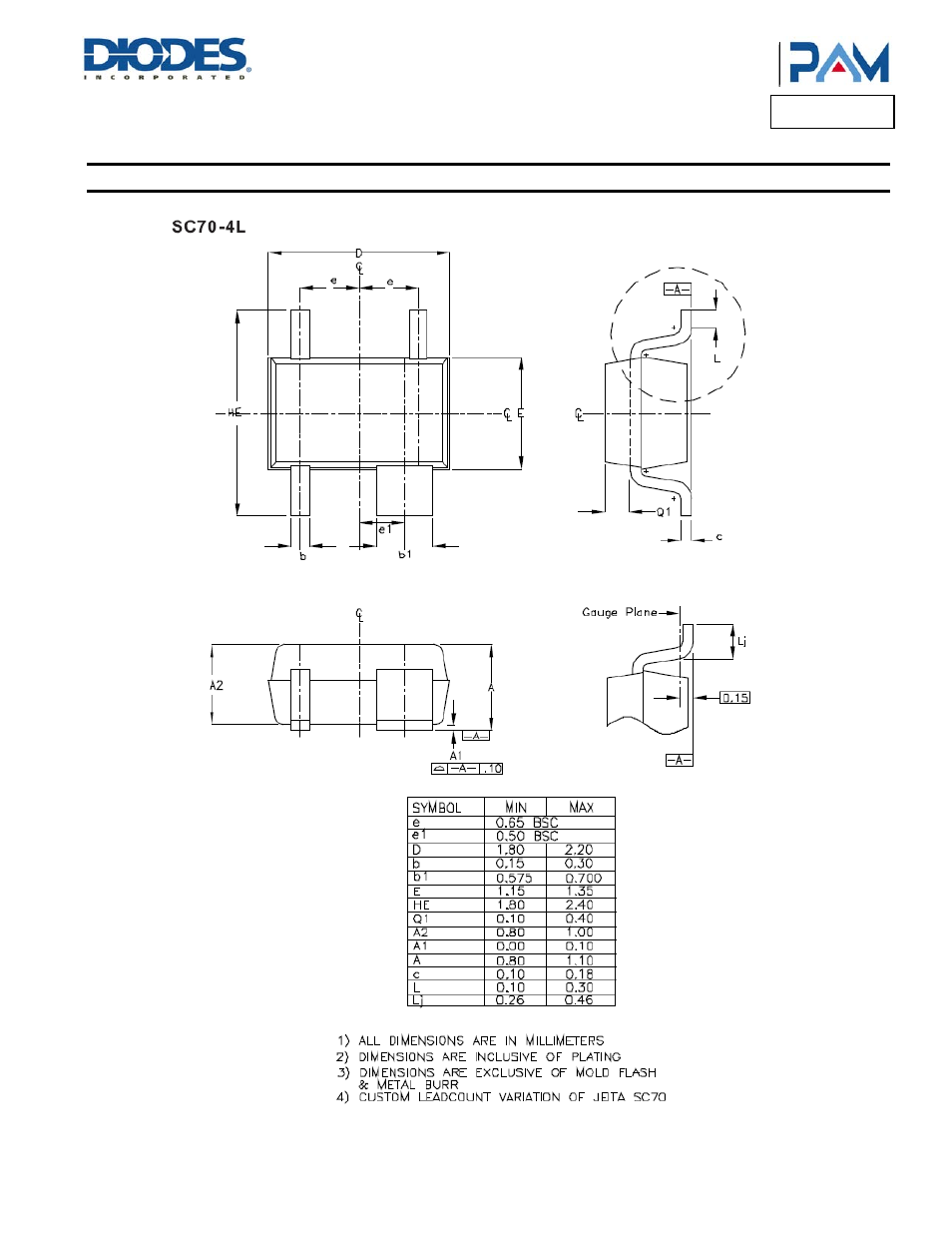 Pam3101, Package outline dimensions | Diodes PAM3101 User Manual | Page 23 / 25