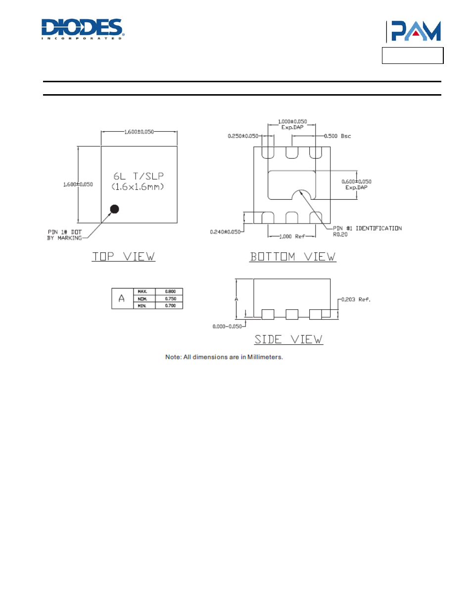 Pam3101, Package outline dimensions | Diodes PAM3101 User Manual | Page 24 / 25