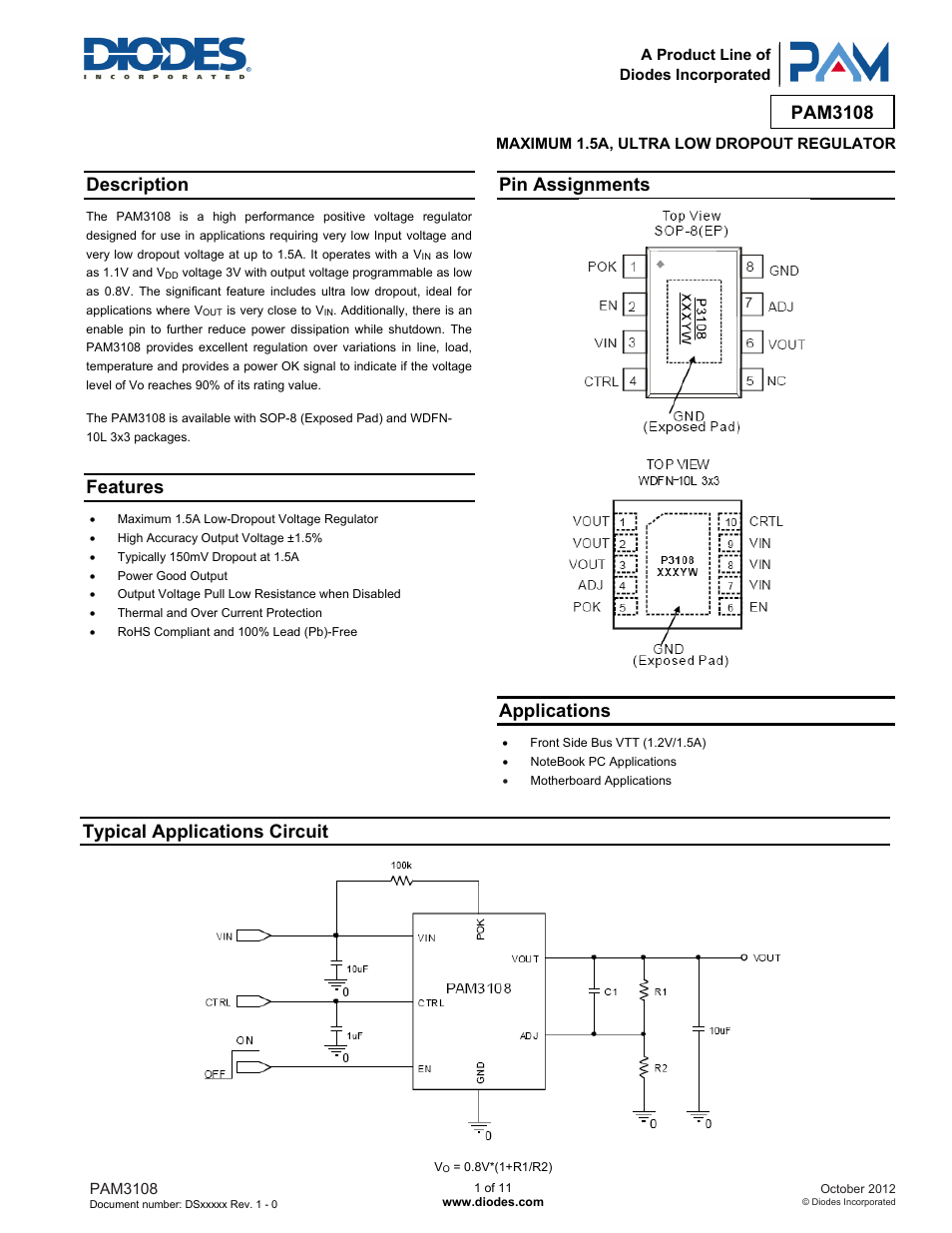 Diodes PAM3108 User Manual | 11 pages