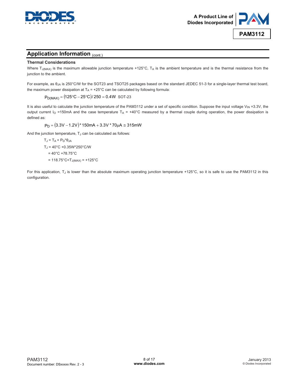 Pam3112, Application information | Diodes PAM3112 User Manual | Page 8 / 17