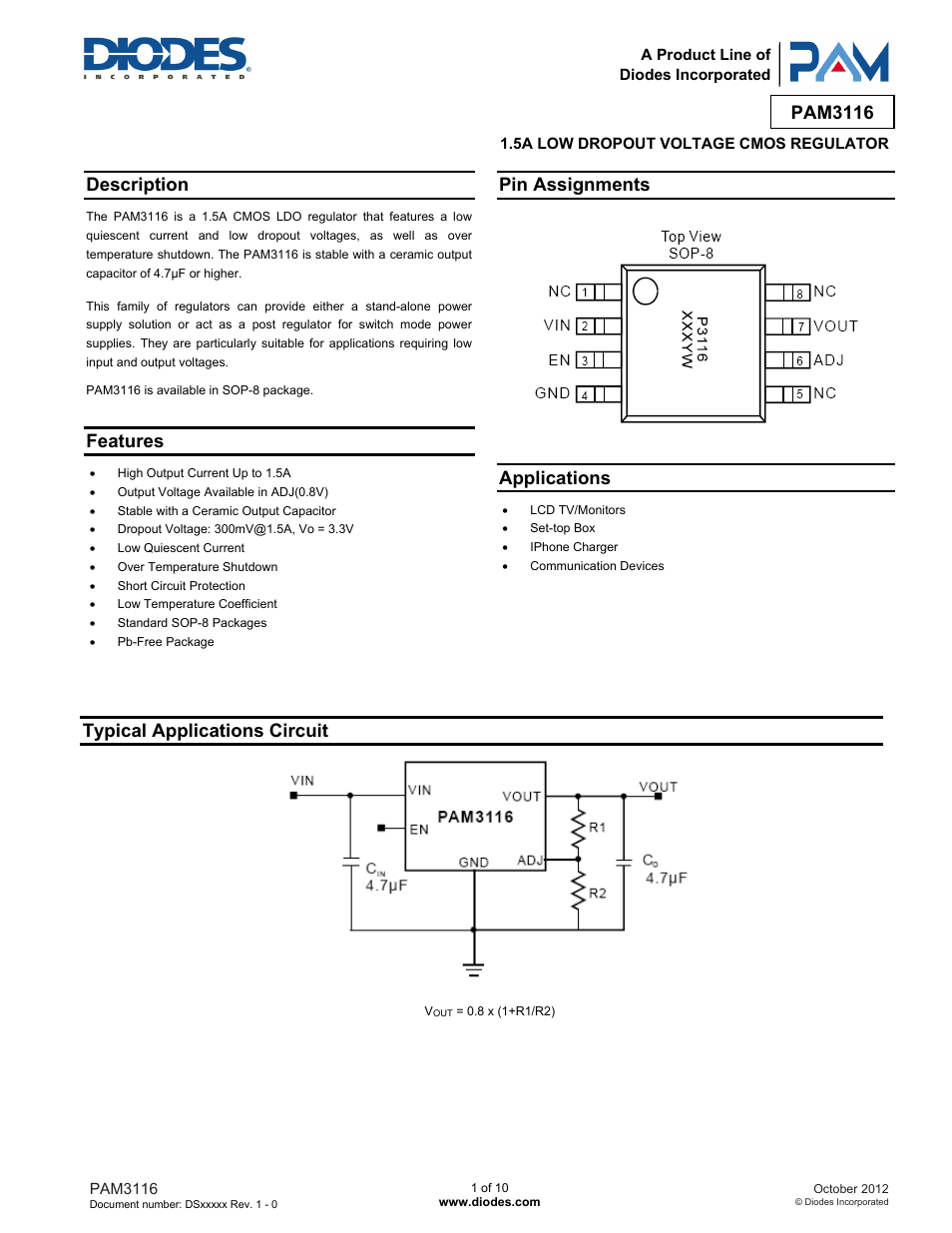 Diodes PAM3116 User Manual | 10 pages