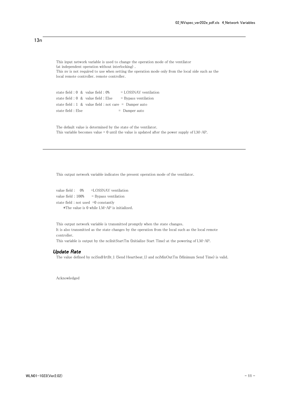 Request lossnay mode, Lossnay mode state | MITSUBISHI ELECTRIC LMAP-02E User Manual | Page 11 / 25