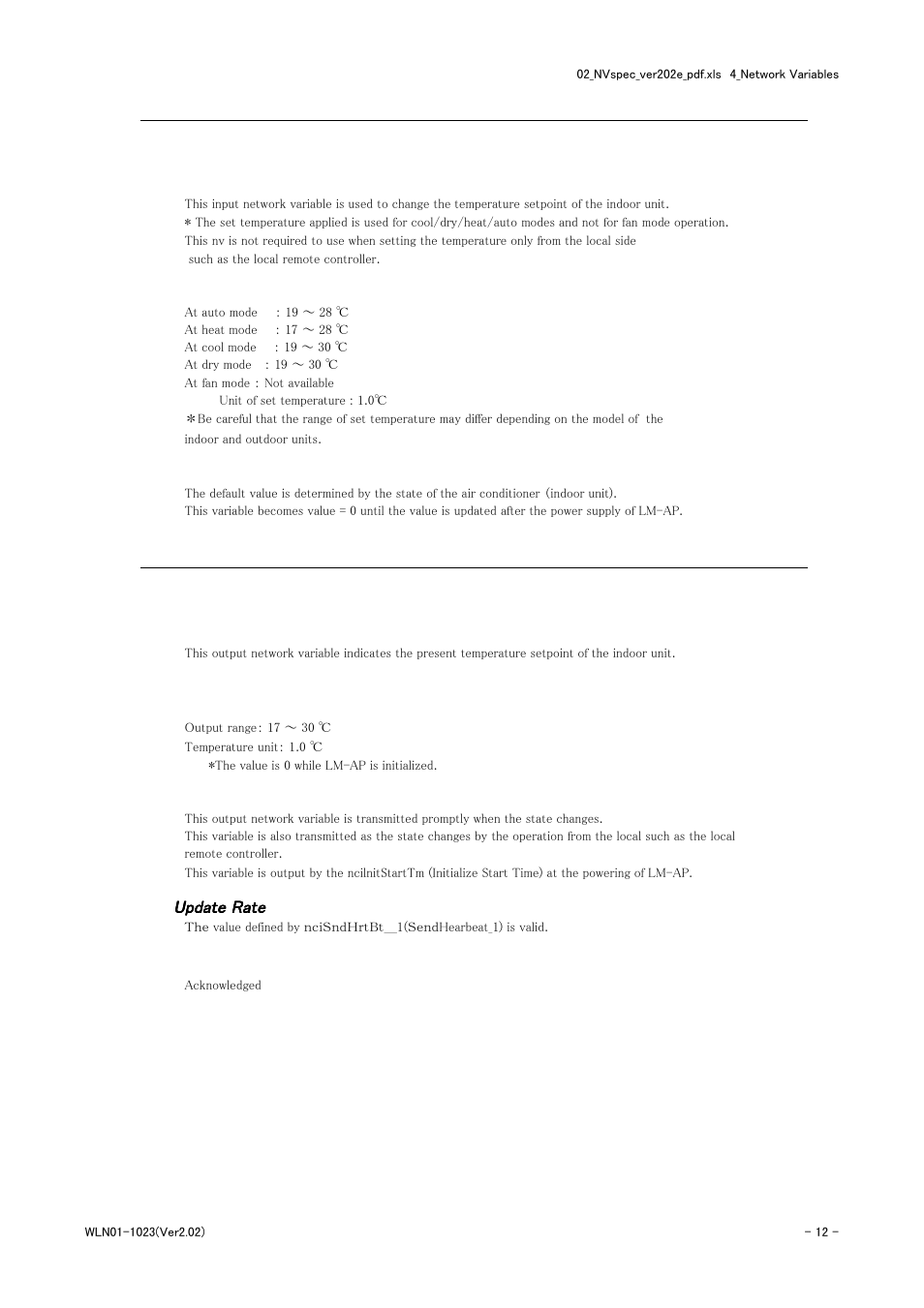 Setpoint from network (both cool and heat), Setpoint state (both cool and heat) | MITSUBISHI ELECTRIC LMAP-02E User Manual | Page 12 / 25