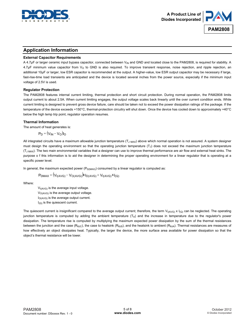 Pam2808, Application information | Diodes PAM2808 User Manual | Page 5 / 8