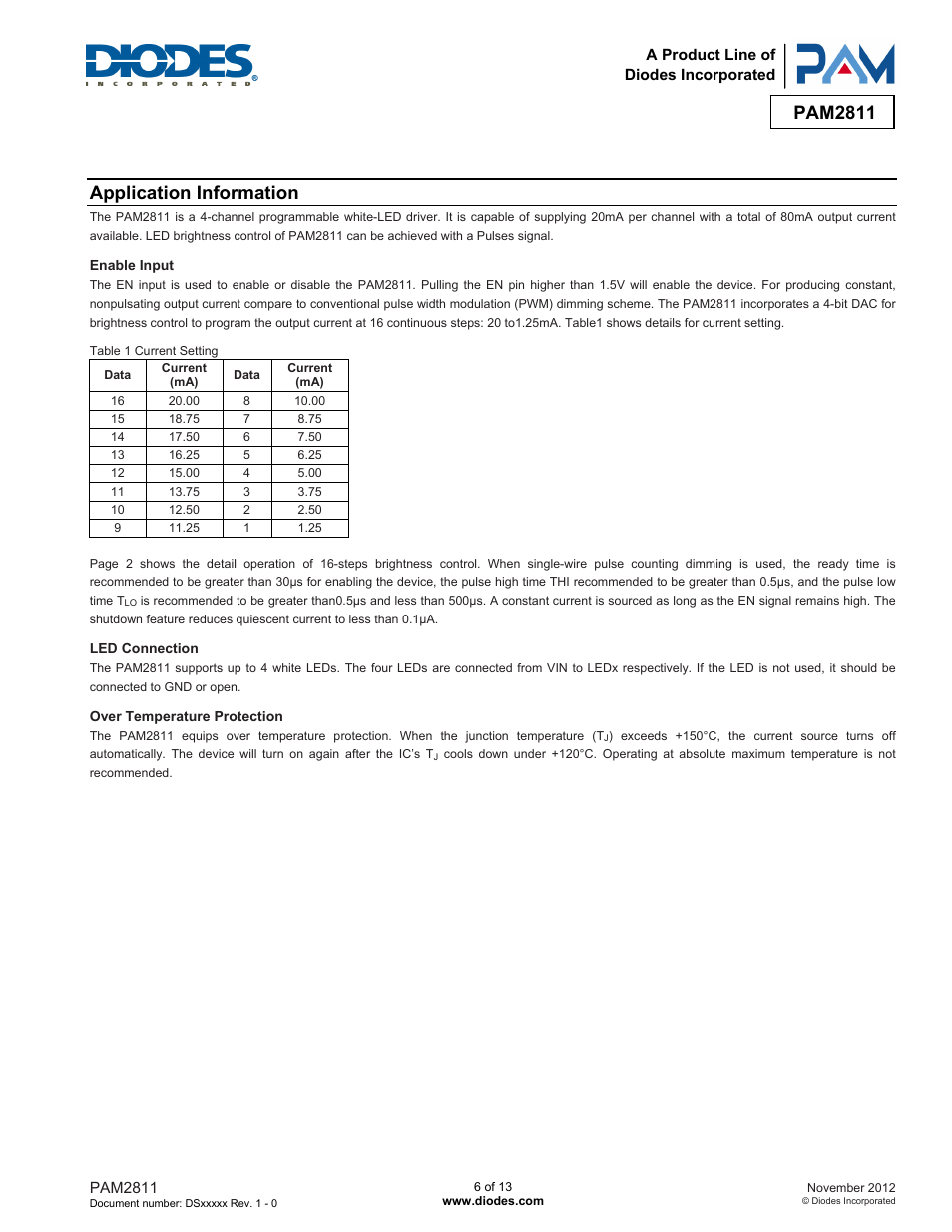 Pam2811, Application information | Diodes PAM2811 User Manual | Page 6 / 13