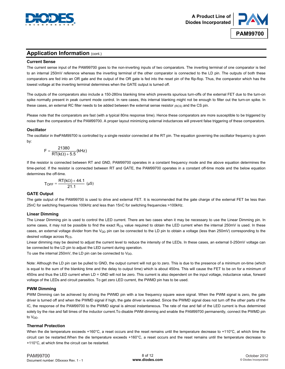 Application information | Diodes PAM99700 User Manual | Page 8 / 12