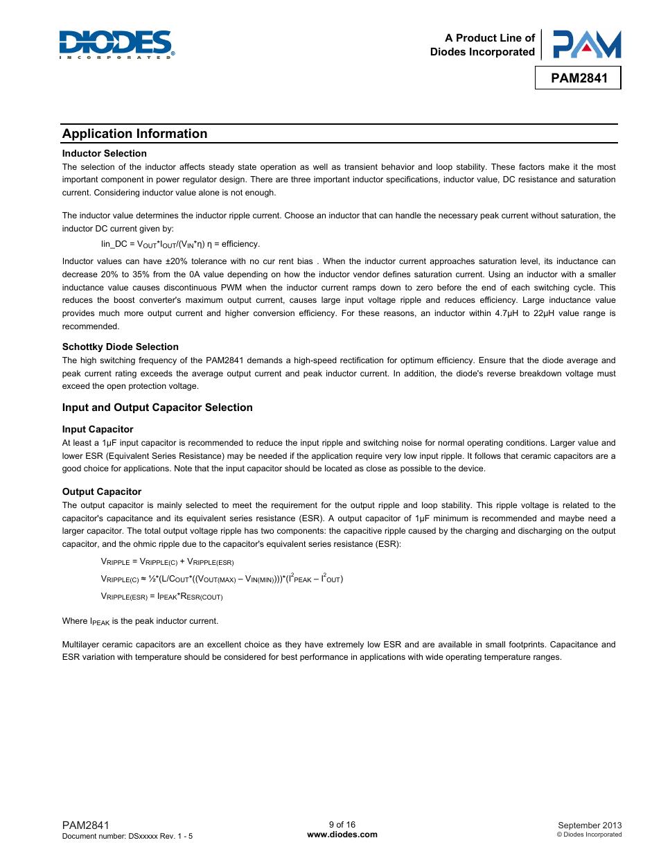 Pam2841, Application information | Diodes PAM2841 User Manual | Page 9 / 16