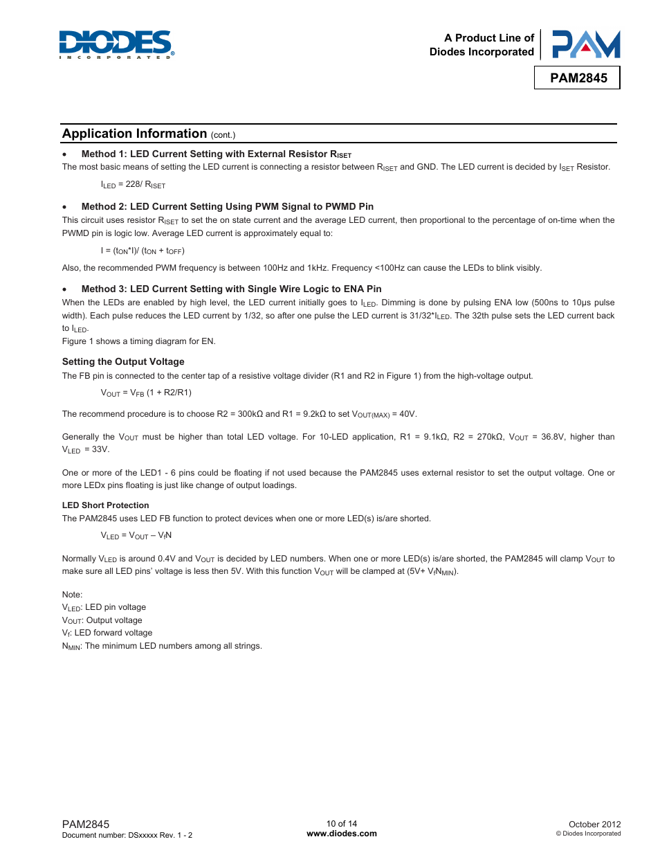 Pam2845, Application information | Diodes PAM2845 User Manual | Page 10 / 14