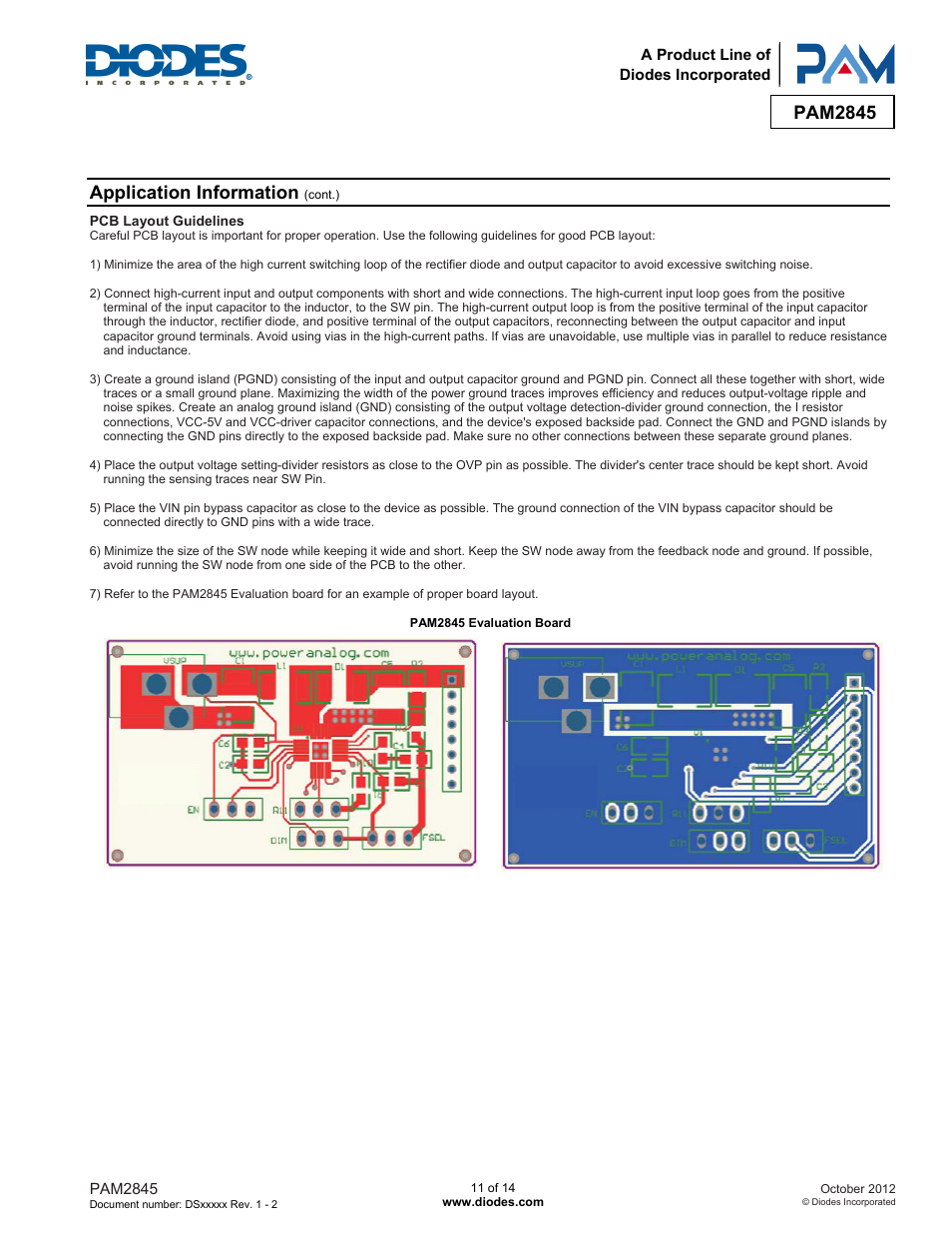 Pam2845, Application information | Diodes PAM2845 User Manual | Page 11 / 14
