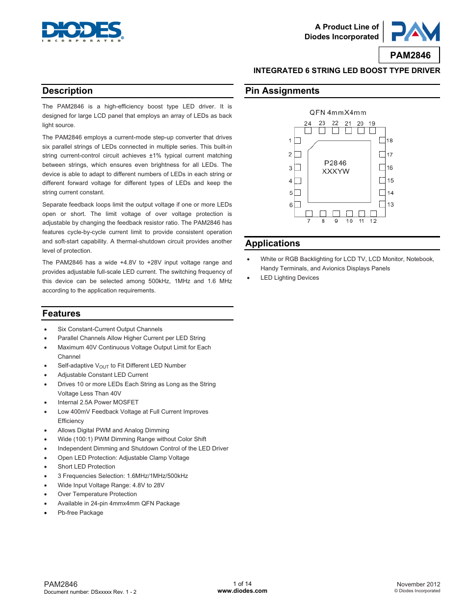 Diodes PAM2846 User Manual | 14 pages