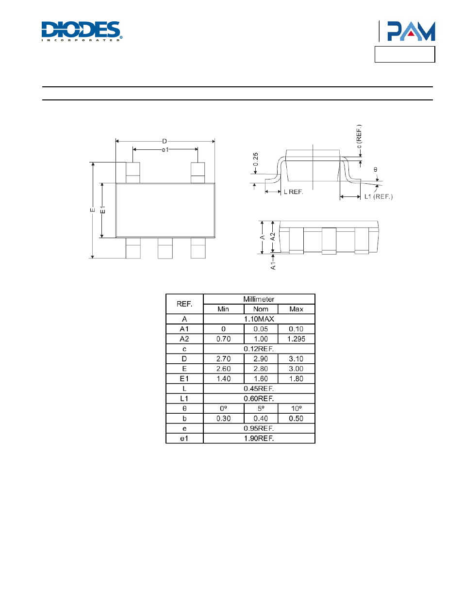 Pam2861, Package outline dimensions | Diodes PAM2861 User Manual | Page 10 / 12