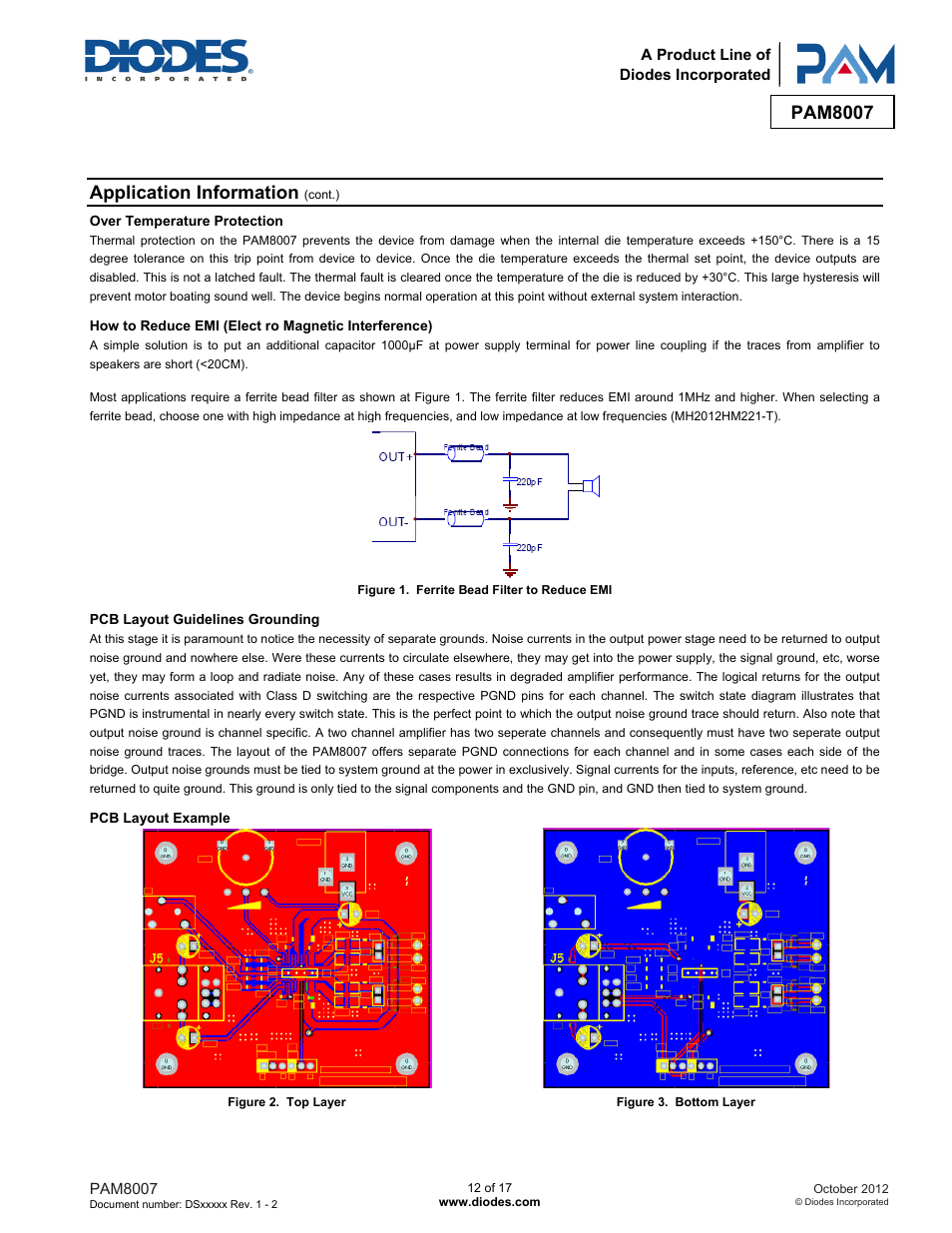 Pam8007, Application information | Diodes PAM8007 User Manual | Page 12 / 17