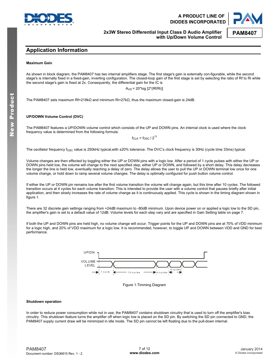 Pam8407 new product, Application information | Diodes PAM8407 User Manual | Page 7 / 12