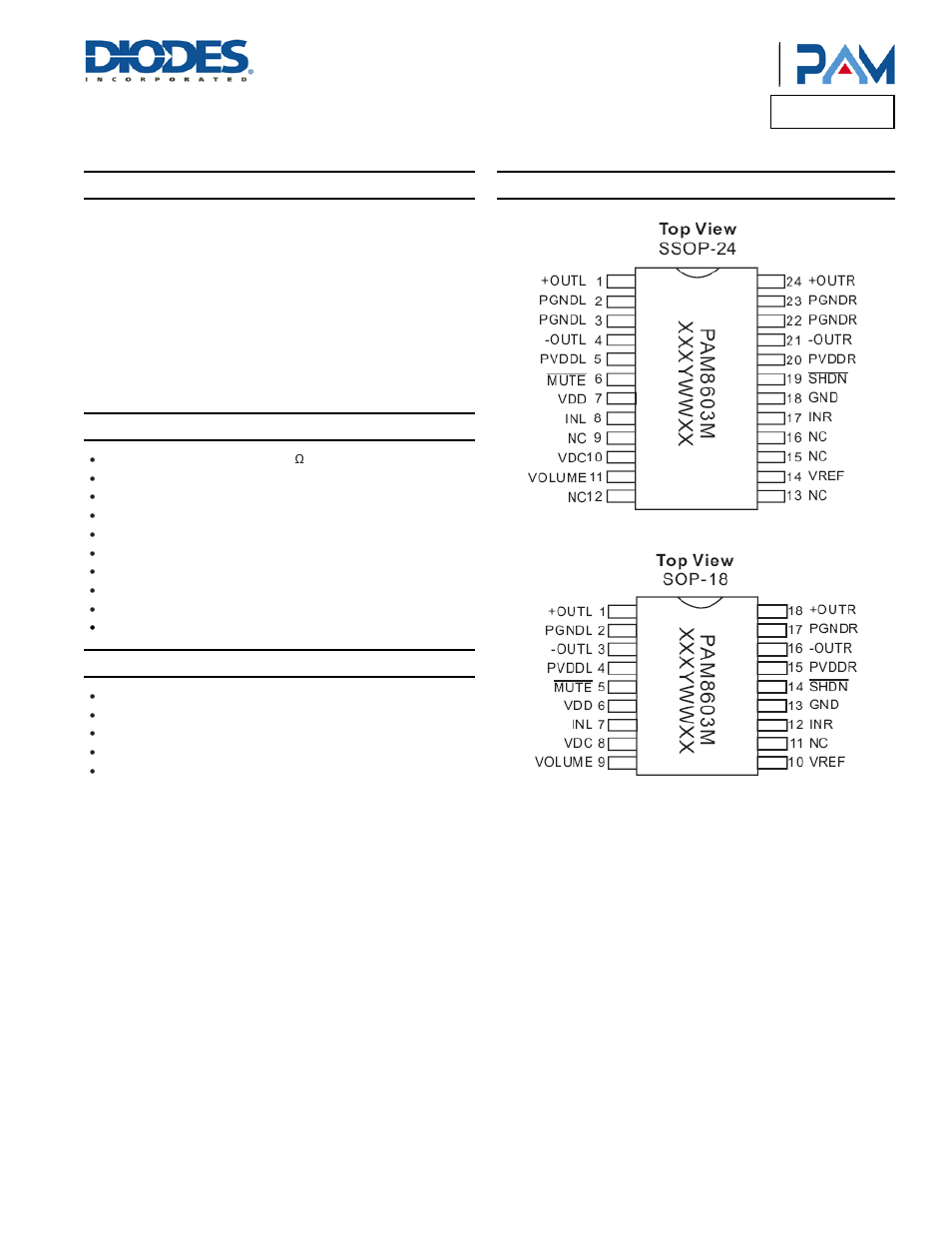 Diodes PAM8603M User Manual | 14 pages