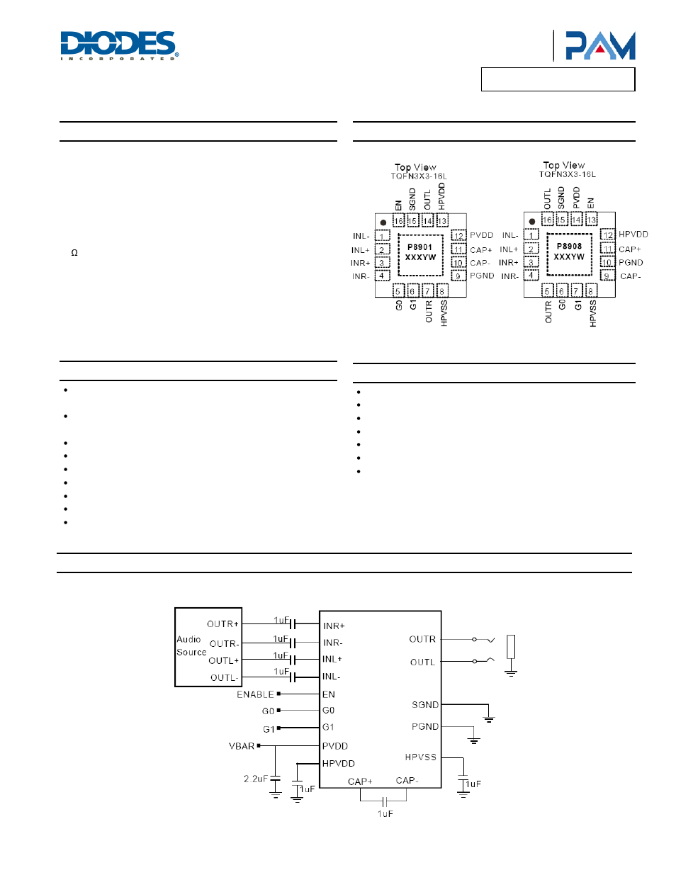 Diodes PAM8908 User Manual | 12 pages