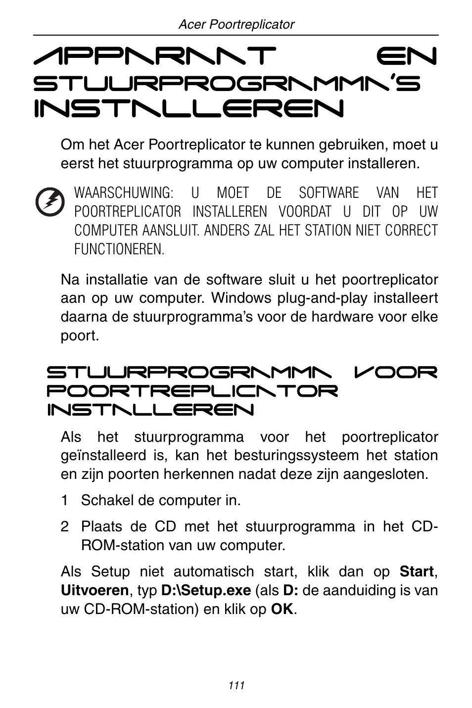 Apparaat en, Installeren, Stuurprogramma’s | Acer ACP45 USB port replicator User Manual | Page 111 / 150