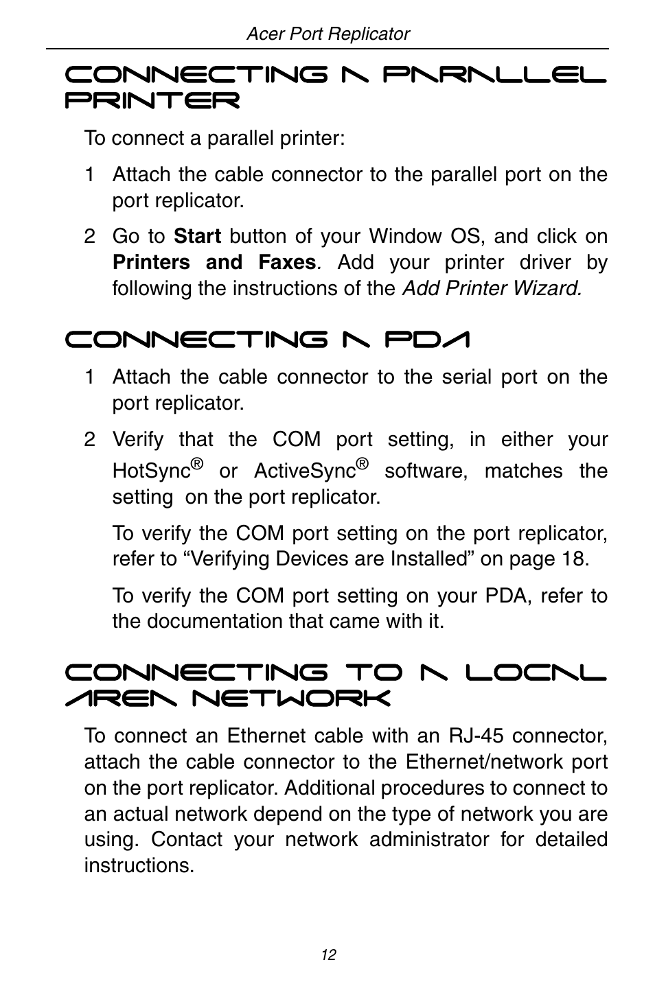Acer ACP45 USB port replicator User Manual | Page 12 / 150