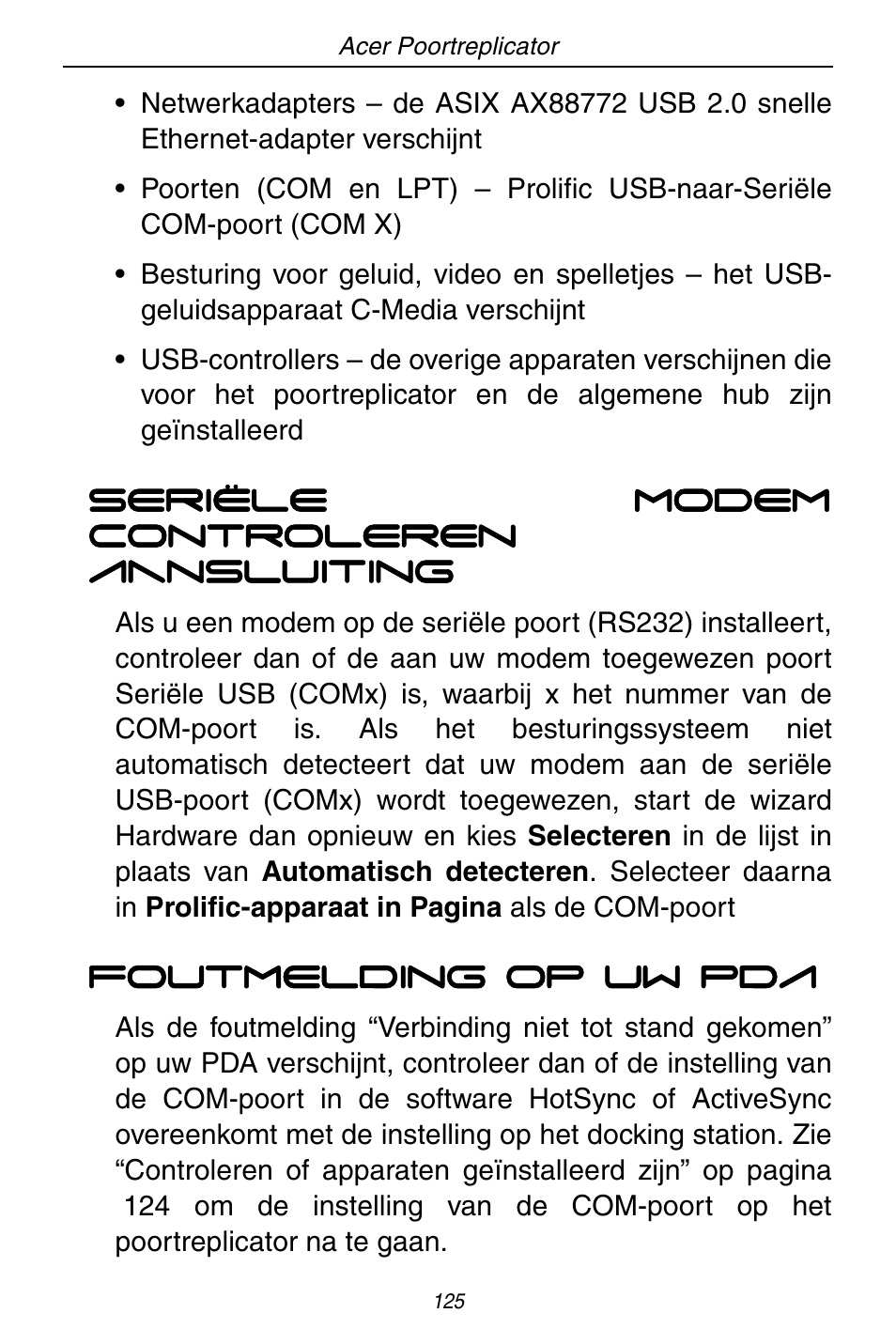 Acer ACP45 USB port replicator User Manual | Page 125 / 150