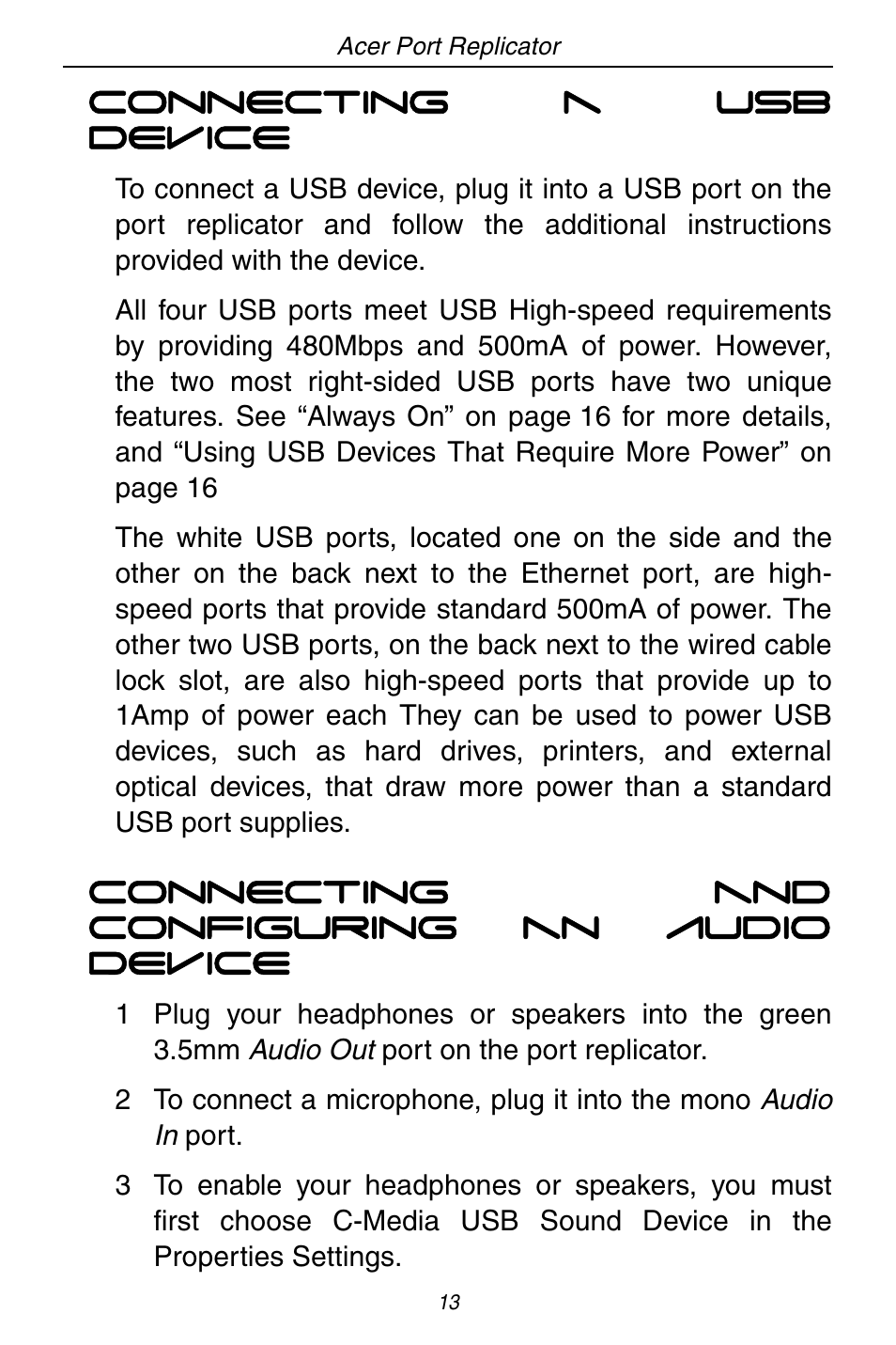 Acer ACP45 USB port replicator User Manual | Page 13 / 150