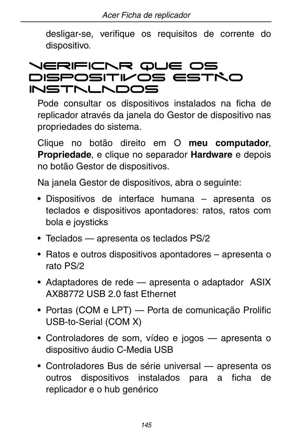 Acer ACP45 USB port replicator User Manual | Page 145 / 150