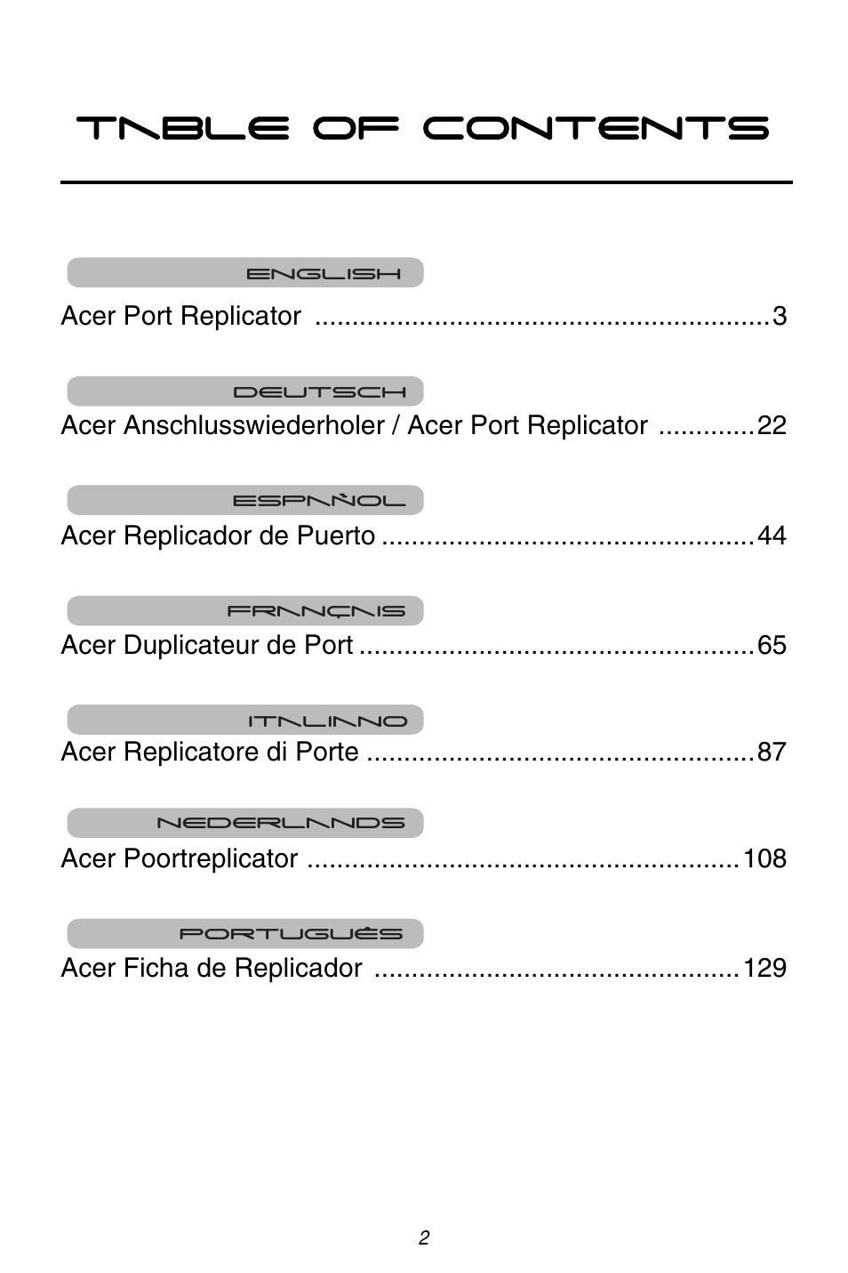 Acer ACP45 USB port replicator User Manual | Page 2 / 150
