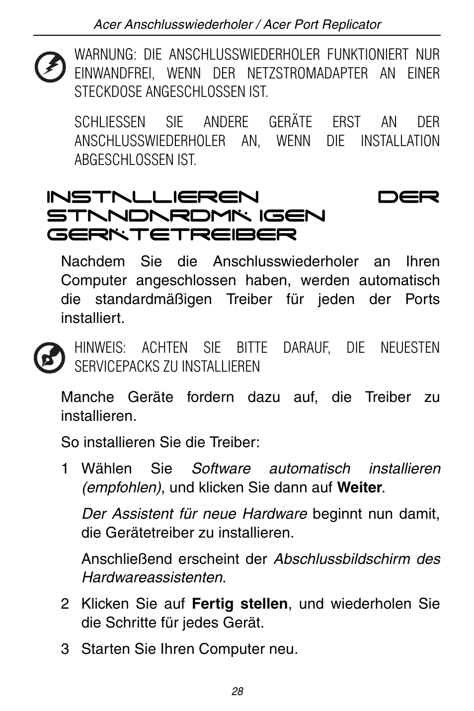 Acer ACP45 USB port replicator User Manual | Page 28 / 150