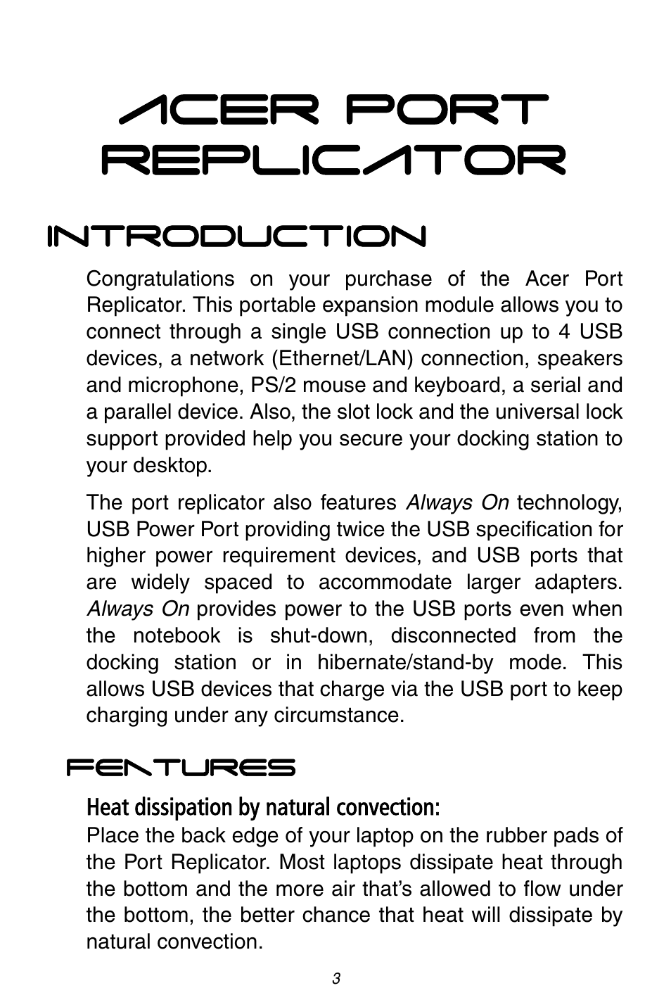 Acer port replicator | Acer ACP45 USB port replicator User Manual | Page 3 / 150