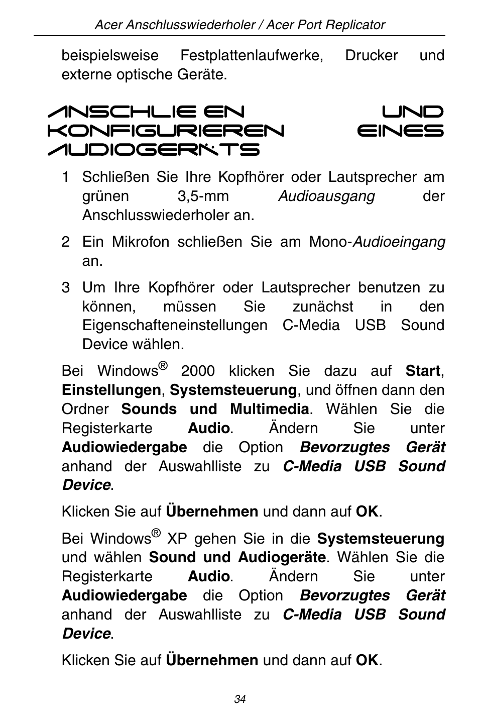 Acer ACP45 USB port replicator User Manual | Page 34 / 150