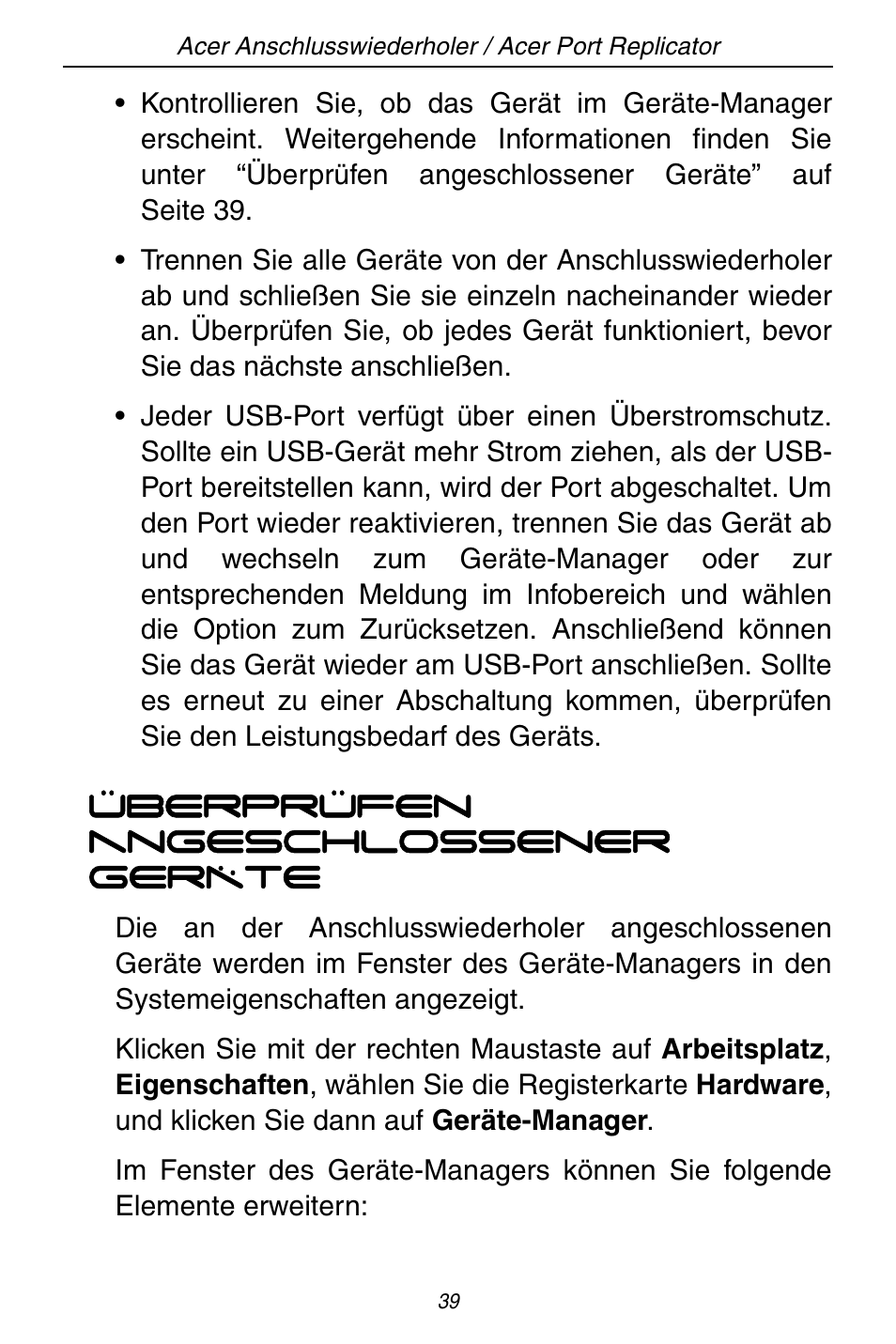 Acer ACP45 USB port replicator User Manual | Page 39 / 150