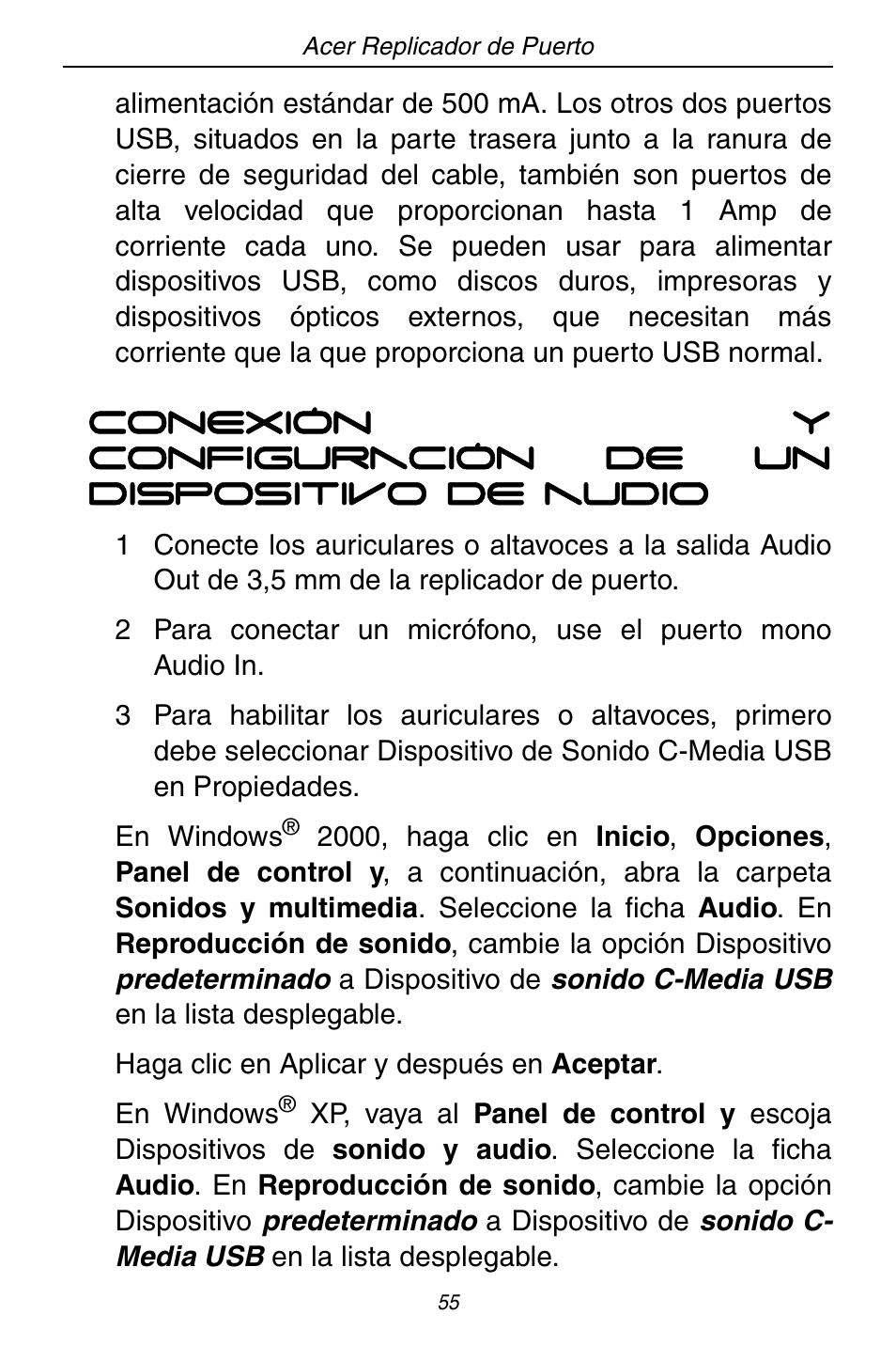 Acer ACP45 USB port replicator User Manual | Page 55 / 150