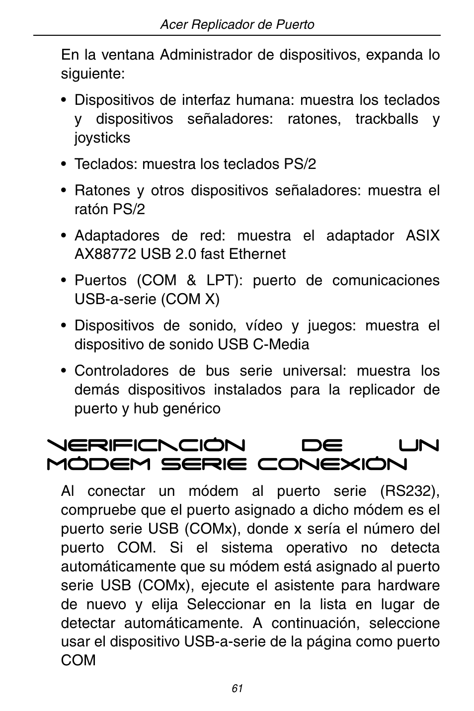 Acer ACP45 USB port replicator User Manual | Page 61 / 150