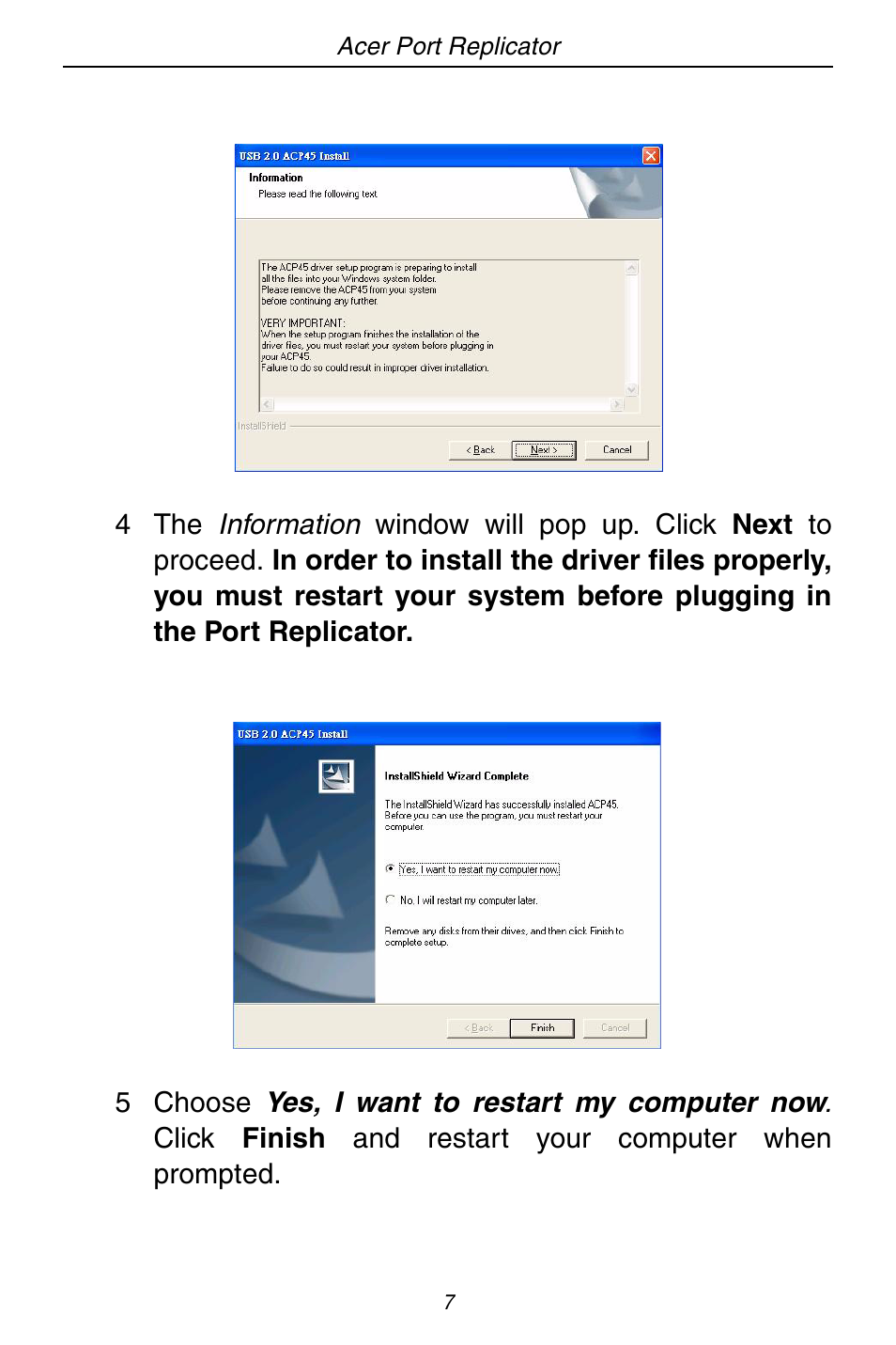 Acer ACP45 USB port replicator User Manual | Page 7 / 150