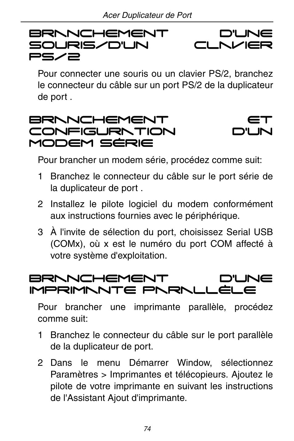 Acer ACP45 USB port replicator User Manual | Page 74 / 150