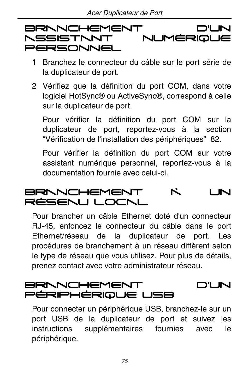 Acer ACP45 USB port replicator User Manual | Page 75 / 150