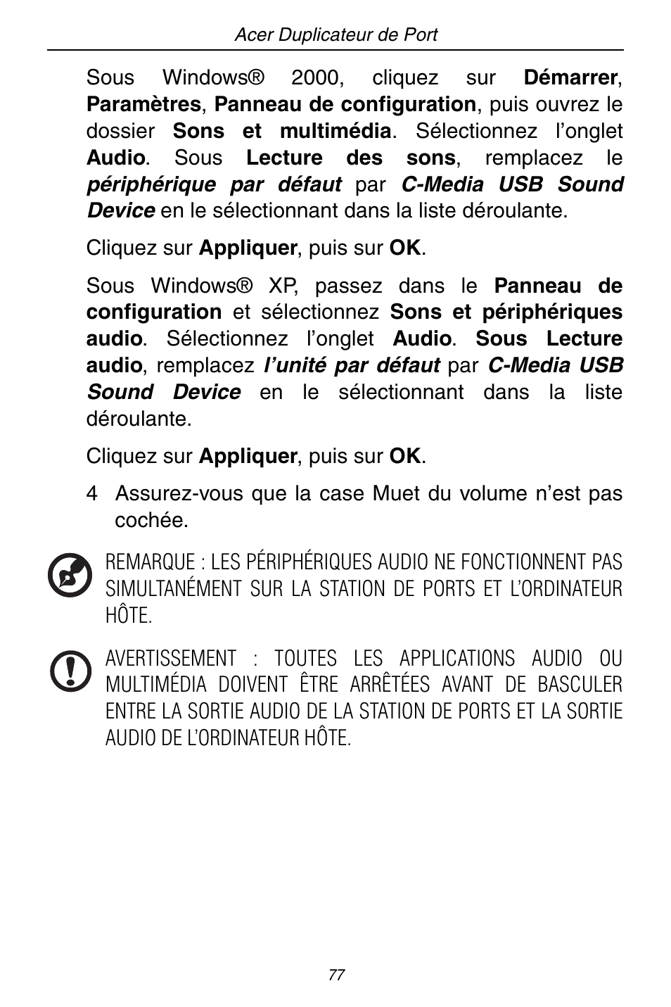 Acer ACP45 USB port replicator User Manual | Page 77 / 150