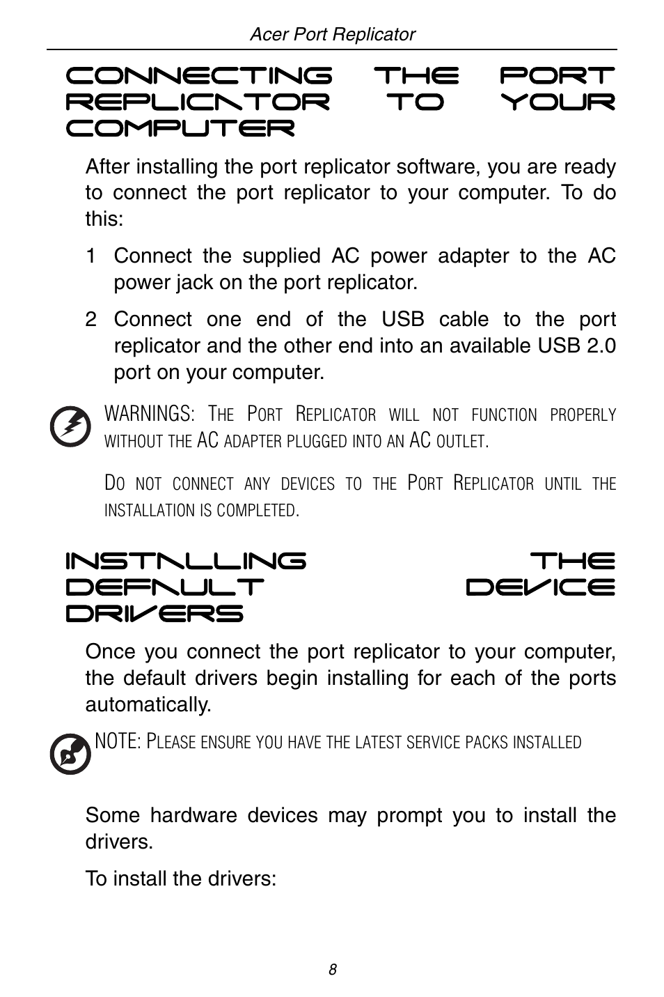 Acer ACP45 USB port replicator User Manual | Page 8 / 150