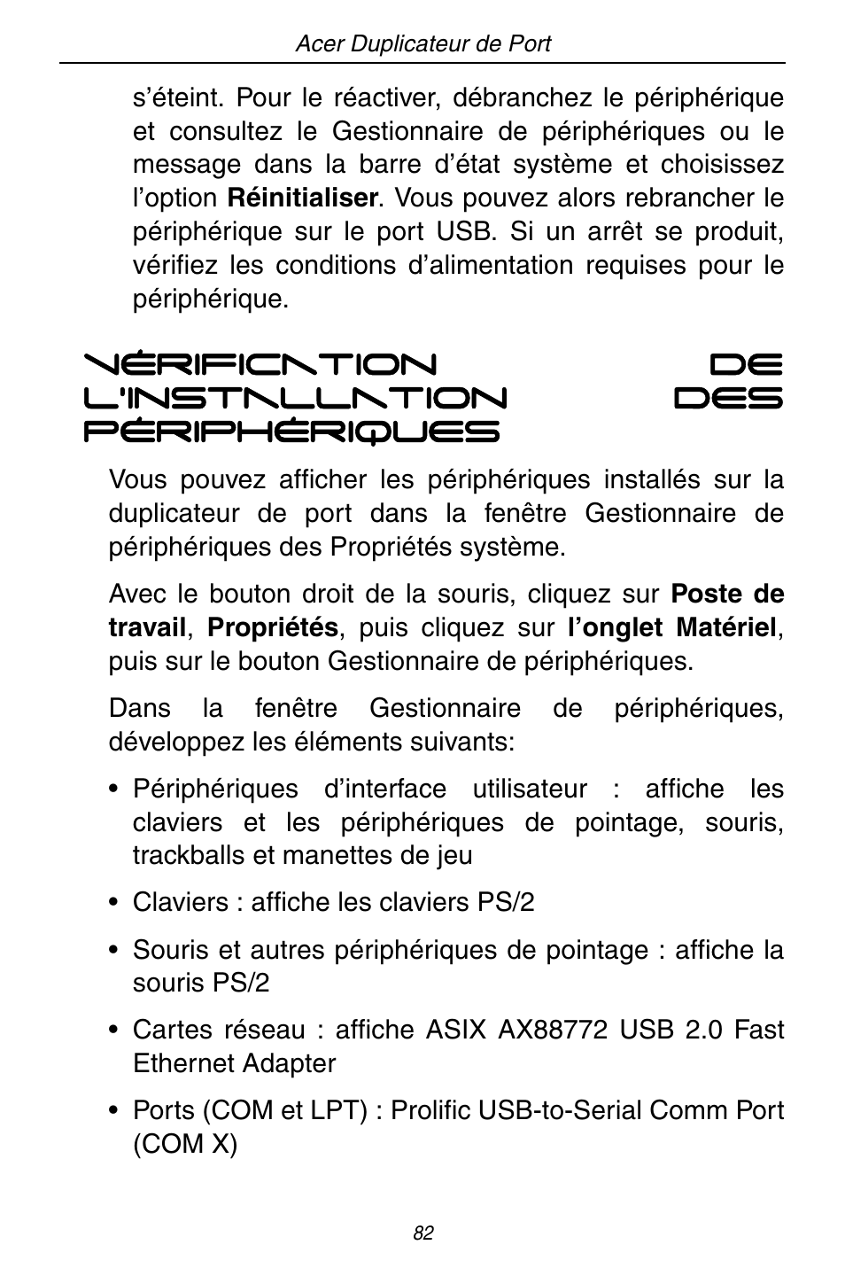 Acer ACP45 USB port replicator User Manual | Page 82 / 150