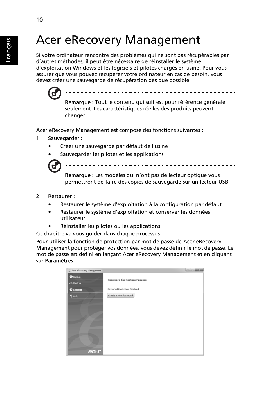 Acer erecovery management | Acer TravelMate 4750 User Manual | Page 106 / 2286