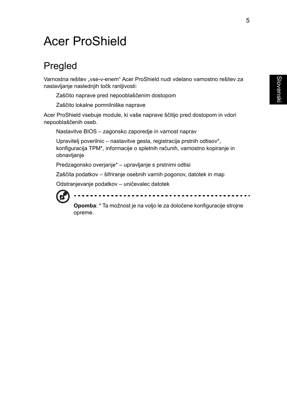 Acer proshield, Pregled | Acer TravelMate 4750 User Manual | Page 1207 / 2286