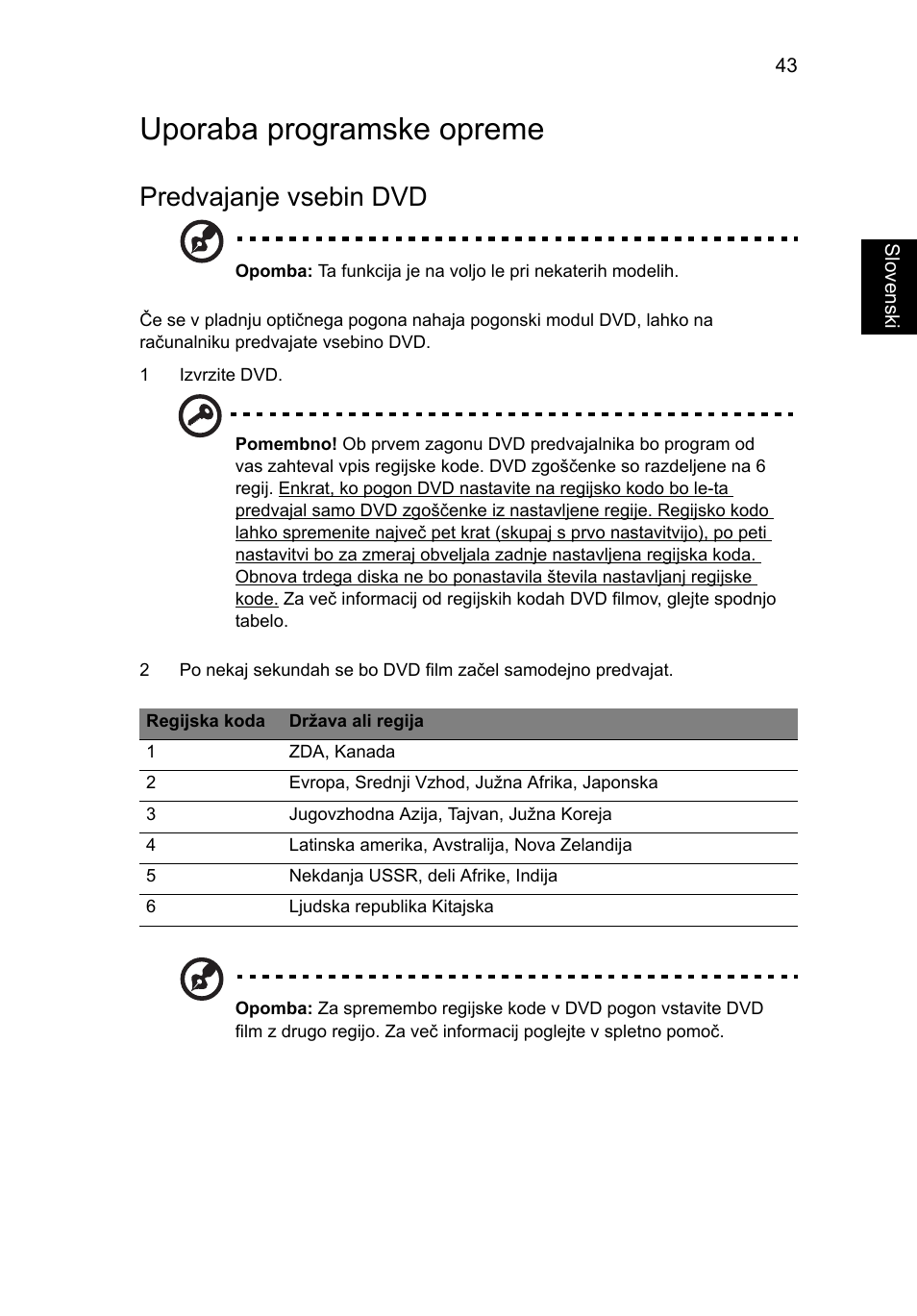 Uporaba programske opreme, Predvajanje vsebin dvd | Acer TravelMate 4750 User Manual | Page 1245 / 2286