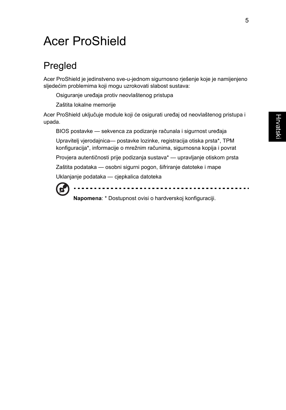 Acer proshield, Pregled | Acer TravelMate 4750 User Manual | Page 1281 / 2286