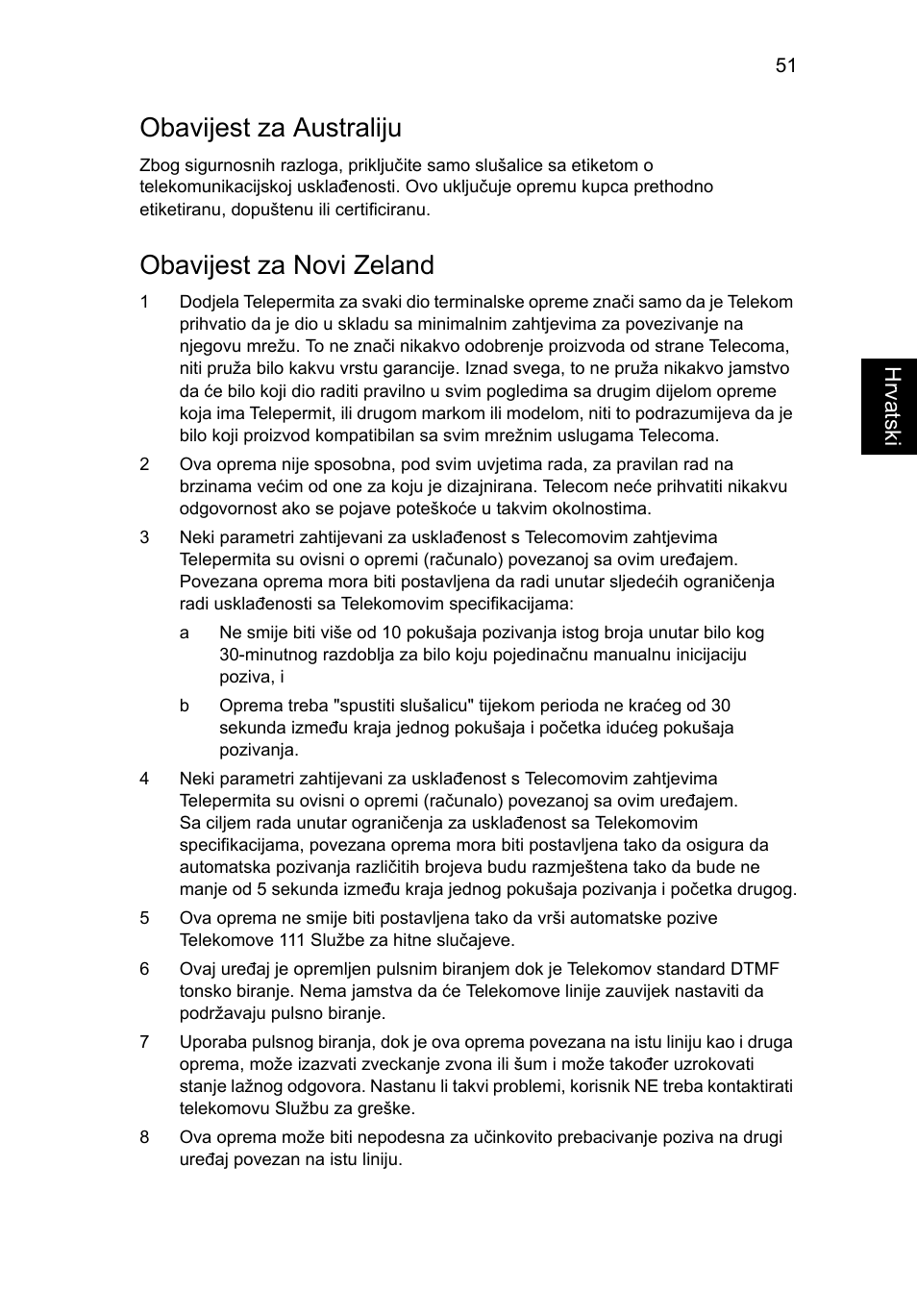 Obavijest za australiju, Obavijest za novi zeland | Acer TravelMate 4750 User Manual | Page 1327 / 2286