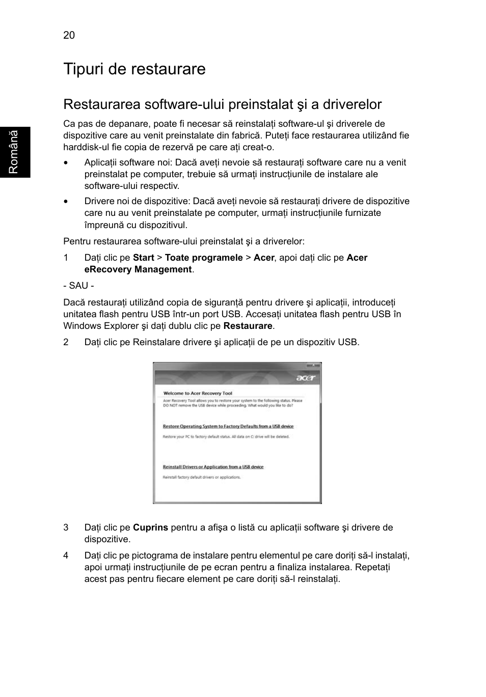 Tipuri de restaurare | Acer TravelMate 4750 User Manual | Page 1370 / 2286