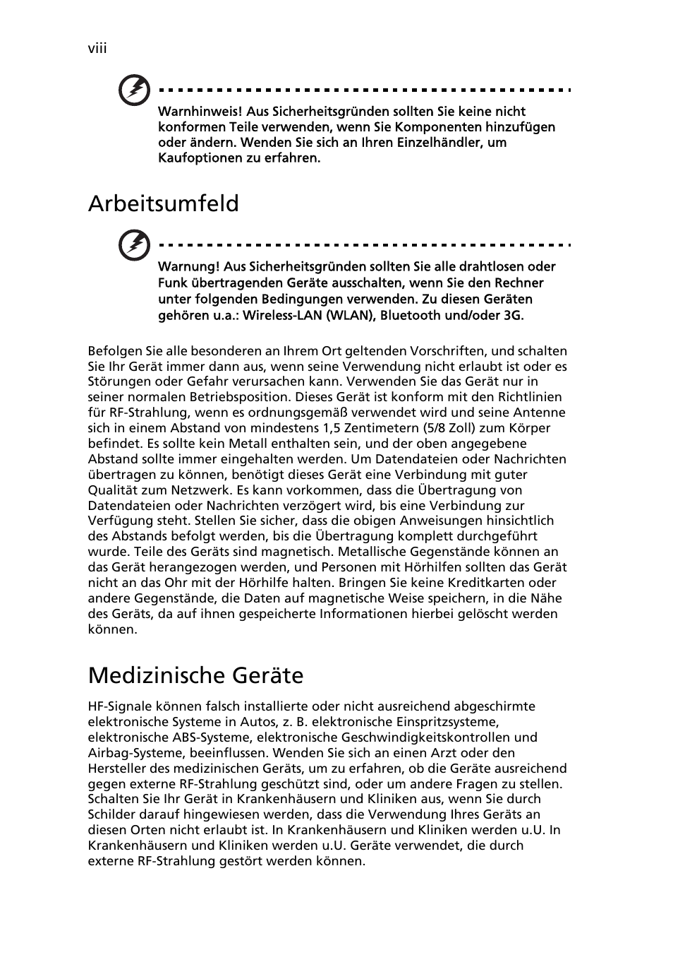 Arbeitsumfeld, Medizinische geräte | Acer TravelMate 4750 User Manual | Page 158 / 2286